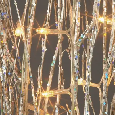 1.2M Branch W-Silver Glitter And 80 Warm White Led