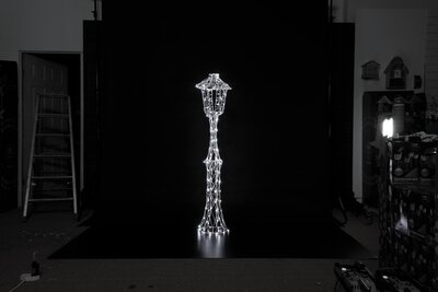 1.5M Colour Changeable White Wicker Lamp Post With Remote - image 1