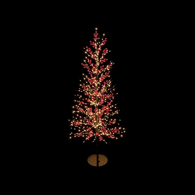 1.5M Lit Red Berry Tree With 635 Warm White Led