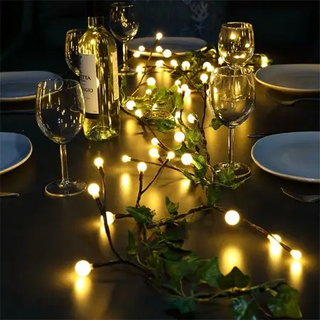 1.8M Berry & Ivy Garland With 48 Led'S - Battery Operated