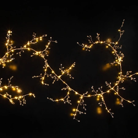 1.8M Gold Jewelled Garland With 84 Warm White Leds - B/O