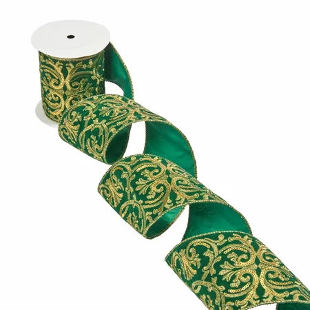 100mm Regal Luxury Velvet Ribbon, 2m - Emerald - image 2