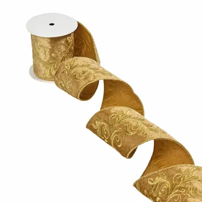 100mm Regal Luxury Velvet Ribbon, 2m - Gold - image 2