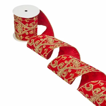 100mm Regal Luxury Velvet Ribbon, 2m - Ruby - image 2