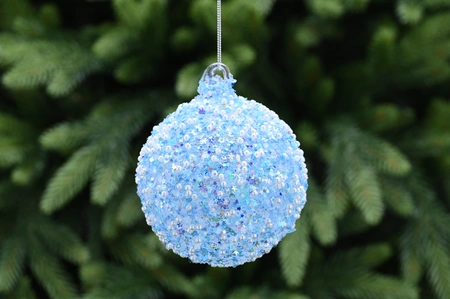 10Cm Blue Encrusted Glass Ball
