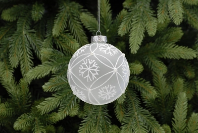 10Cm Frosted Glass Ball With Snowflake - image 1