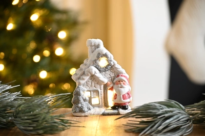 11Cm 2 Asstd Bo Lit Grey House-Santa/Snowman - image 2
