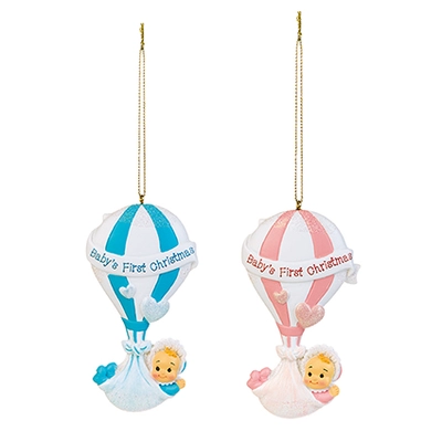 11Cm Polyresin Baby With Parachute Hanging Dec 2 Asst Boy - Girl