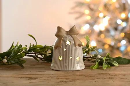 12cm bo lit porcelain bell with bow