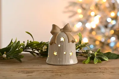 12cm bo lit porcelain bell with bow