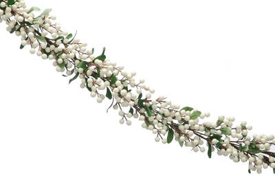 130Cm White Berry With Green Foliage Garland