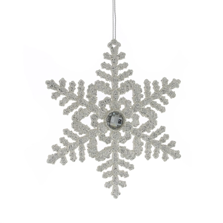 13cm hanging silver glitter acrylic snowflake
