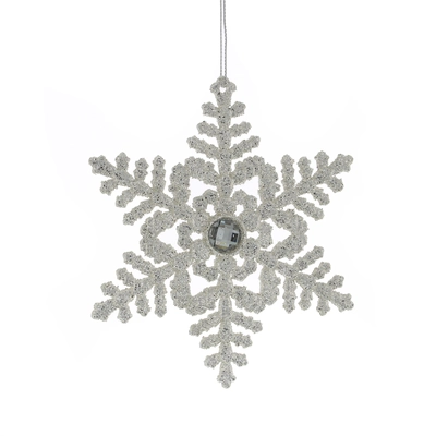 13cm hanging silver glitter acrylic snowflake