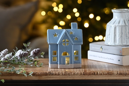 14Cm Bo Lit Ceramic Blue House