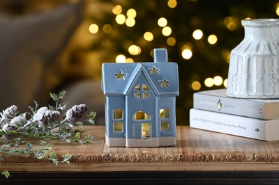 14Cm Bo Lit Ceramic Blue House