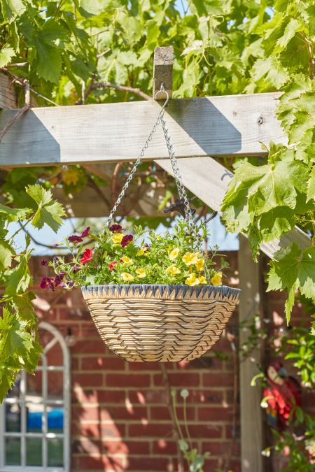 14in Savanna Faux Rattan Hanging Basket - image 1