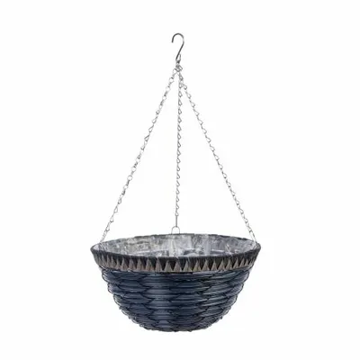14in Tulsa Faux Rattan Hanging Basket