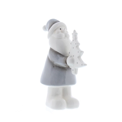 15cm dolomite grey/white santa holding tree