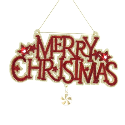 15cm hanging red/gold glitter MERRY CHRISTMAS