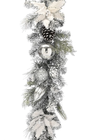 180cm frosted green garland - silver decorations