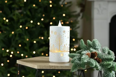 18cm bo spinning white santa sleigh candle