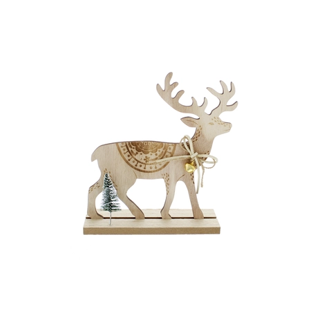 18cm wooden reindeer with tree