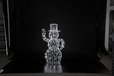 1M Colour Changeable  White Wicker Snowman With Remote - image 1