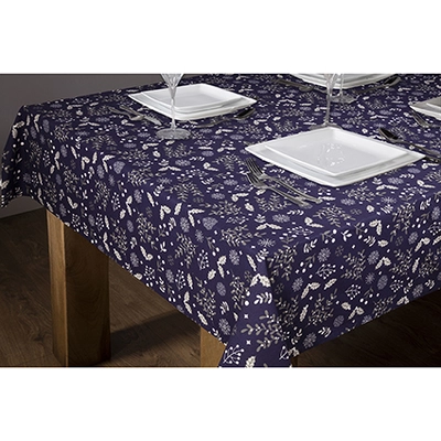 2 x 1.3m Dark Blue Foliage Tablecloth