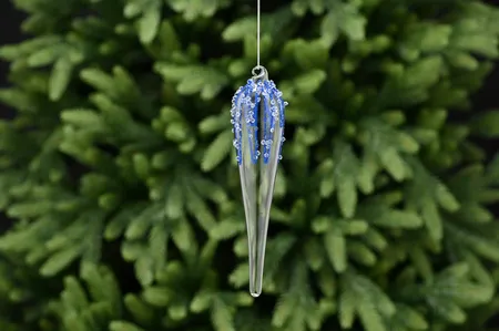 20cm blue ice topped glass icicle