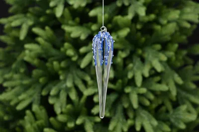 20cm blue ice topped glass icicle