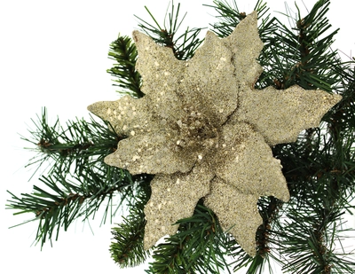 20Cm Champagne Gold Glitter Clip On Poinsettia - image 2