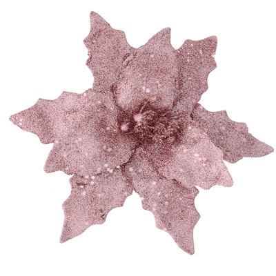 20Cm Pale Pink Glitter Clip On Poinsettia - image 2