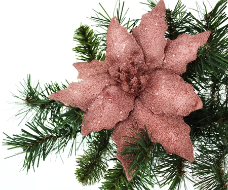 20Cm Pale Pink Glitter Clip On Poinsettia - image 2