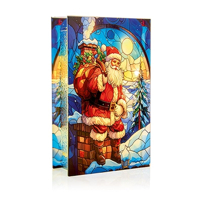 21 X 13Cm B-O Lit Santa On Chimney Stained Glass Table Top With 50 WW Led