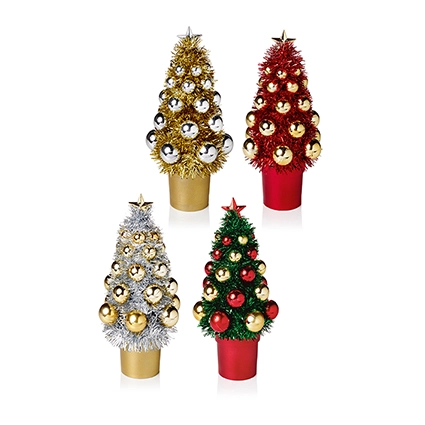 21Cm 4 Asst Mini Tinsel Tree