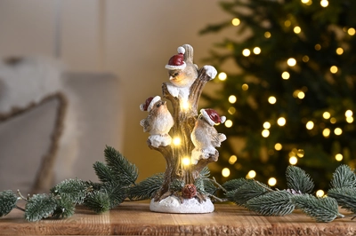 22Cm Bo Lit Polyresin Tree With 3 Robins