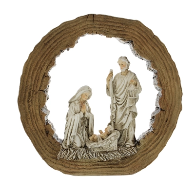 23Cm Polyresin Antique White Nativity Scene