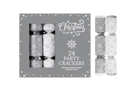 24 Pk 9" Silver Stars Cracker Party Box