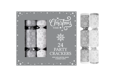 24 Pk 9" Silver Stars Cracker Party Box