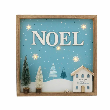 24cm bo lit blue wooden NOEL sign