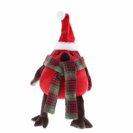 24Cm Tartan Robin With Red Breast Door Stop