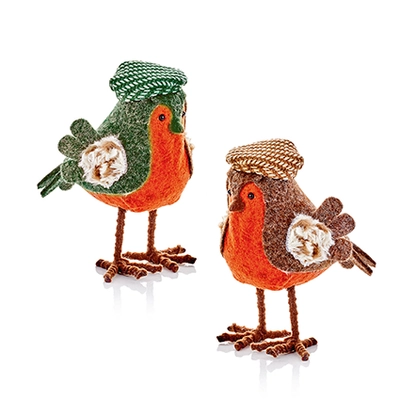 26Cm Robin With Peak Cap Plush 2 Asst