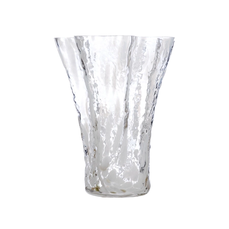 28cm clear glass vase with brown / white confetti
