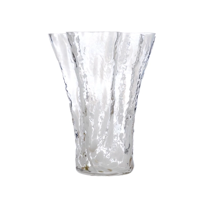 28cm clear glass vase with brown / white confetti