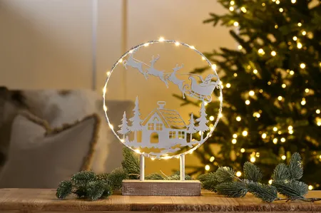 29cm bo lit white metal ring with reindeer on base