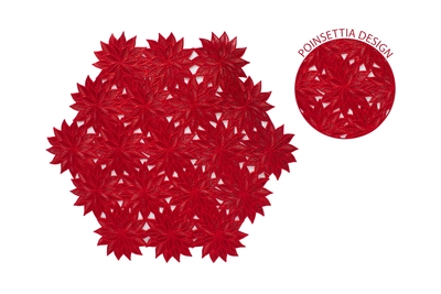 2Pk Red Poinsettia Placemats
