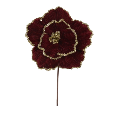 30cm burgundy velvet poppy stem