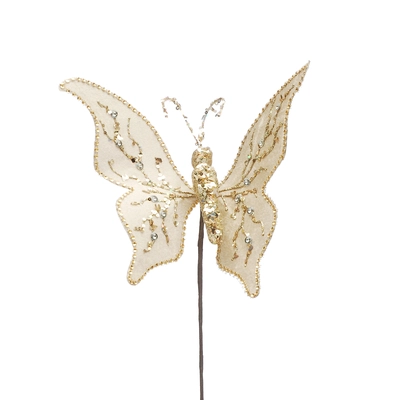 30cm champagne gold butterfly pick with sequins