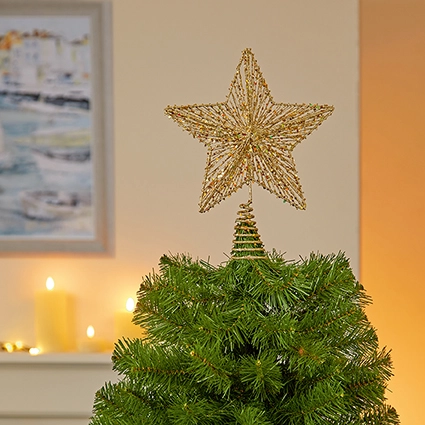 30Cm Gold Glitter Star Tree Topper