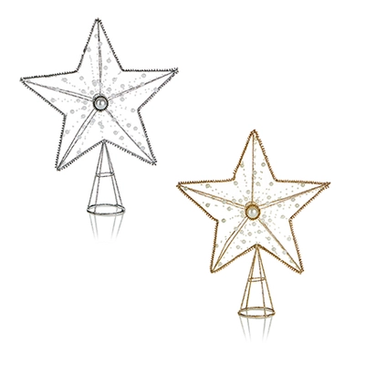 32Cm Iron Tree Top Star With Jewel 2 Asst